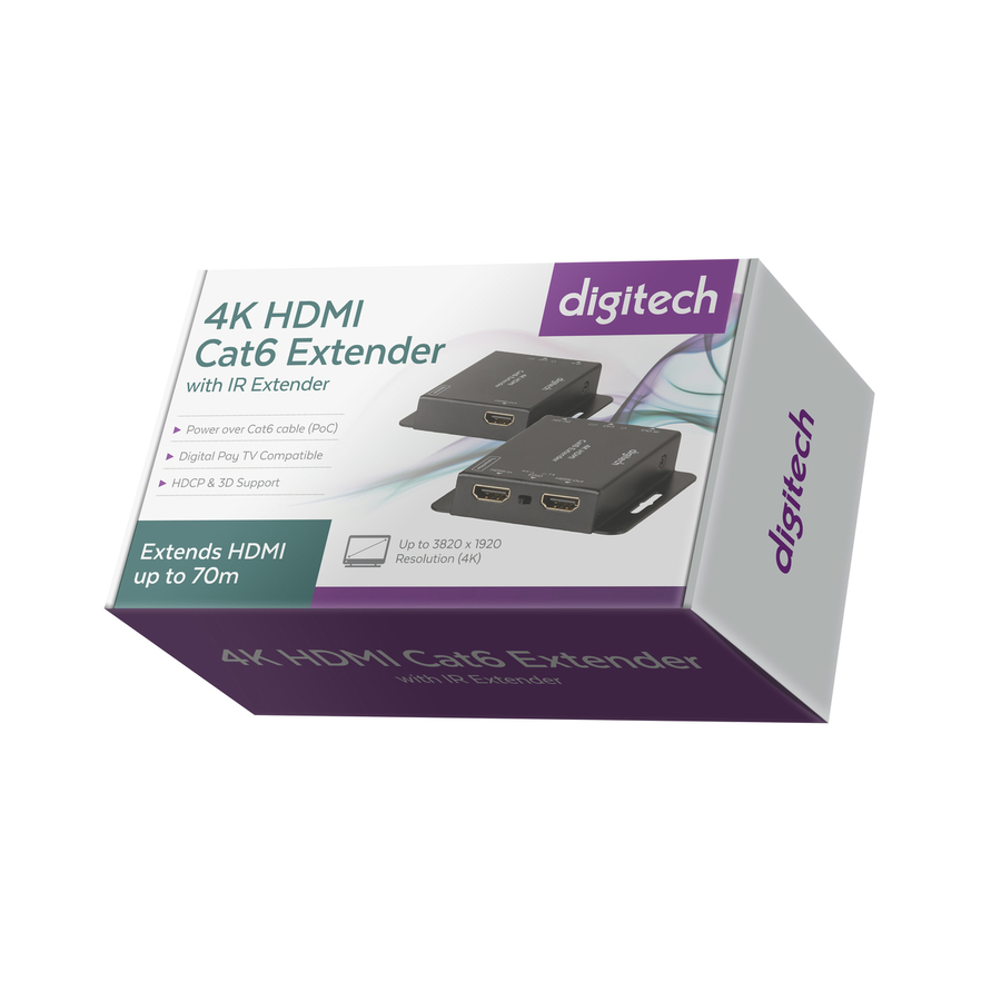 HDMI Extender over Single Cat6 with Infrared (40m@4K or 70m@1080p)