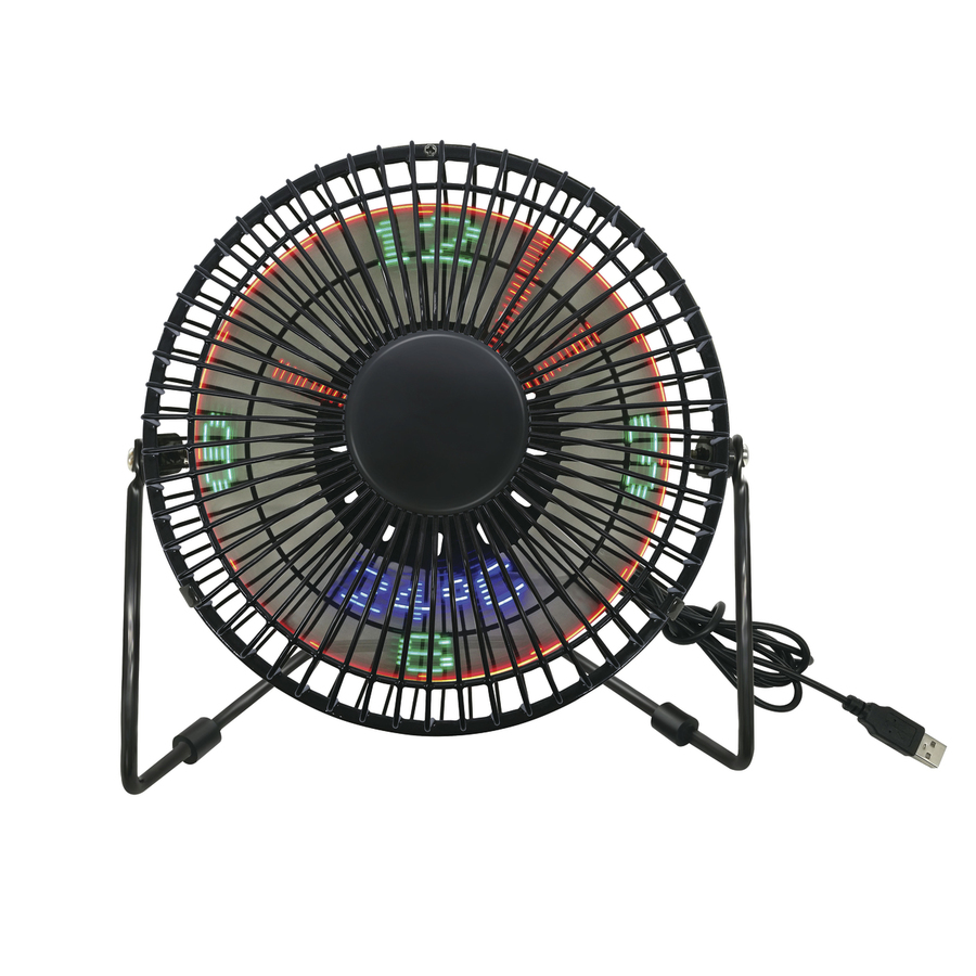 6in USB Desk Fan with Clock & Temperature