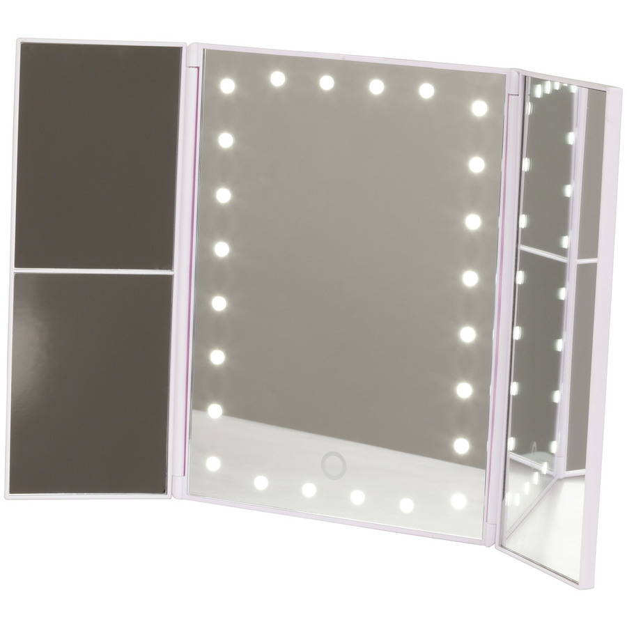 Tri-Fold LED Makeup Mirror with 3 x Magnification