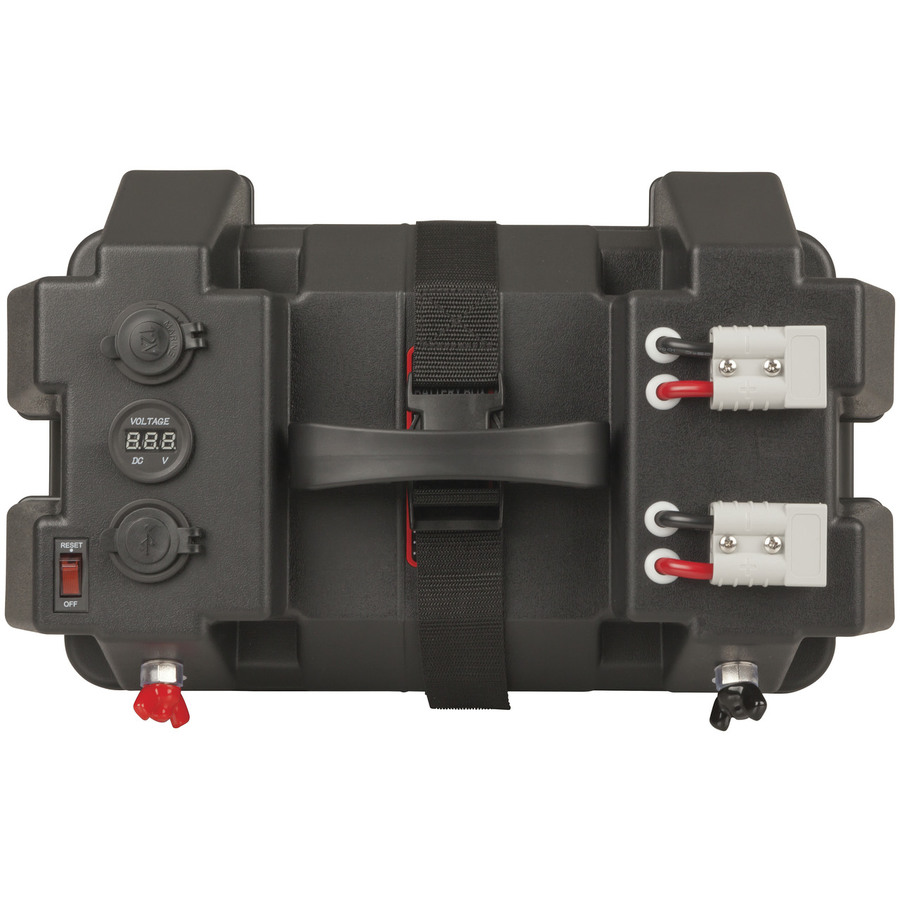 Battery Box with Voltmeter and Dual USB Charger and Dual High Current Plugs