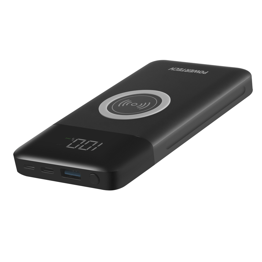 10,000mAh Power Bank with 2 x USB and Wireless Charger - Black