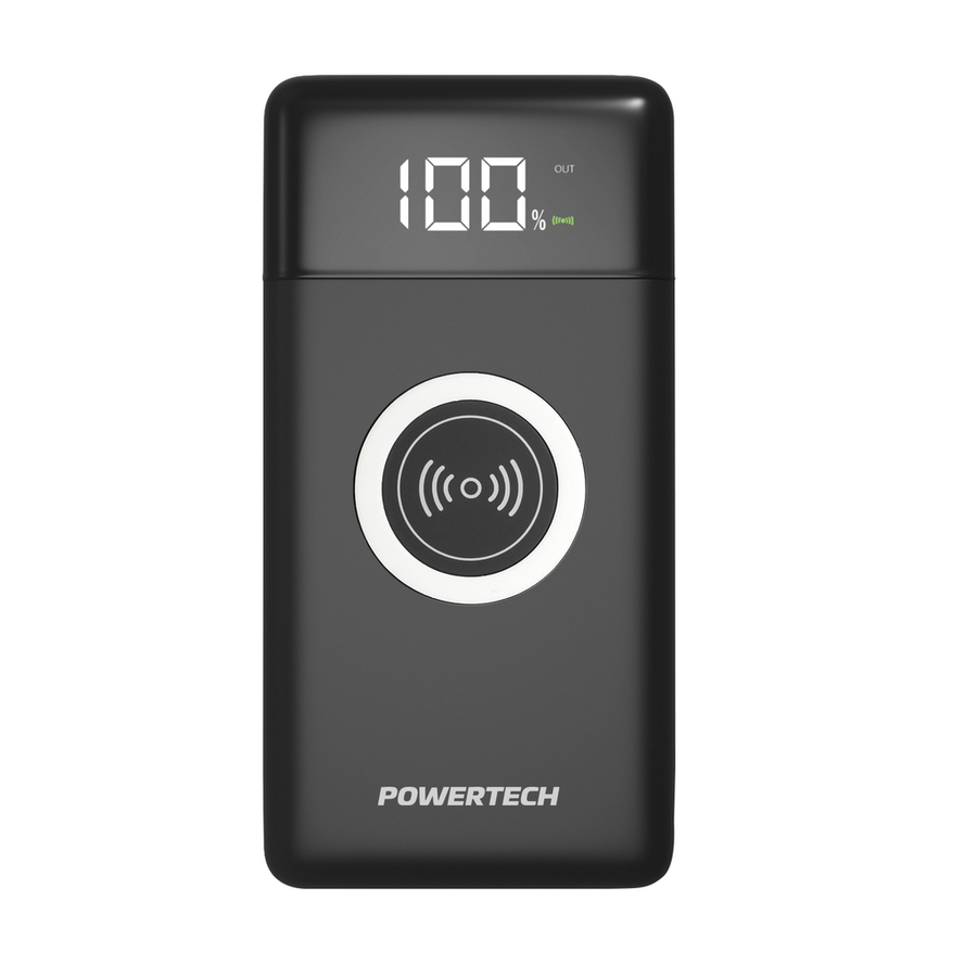 10,000mAh Power Bank with 2 x USB and Wireless Charger - Black