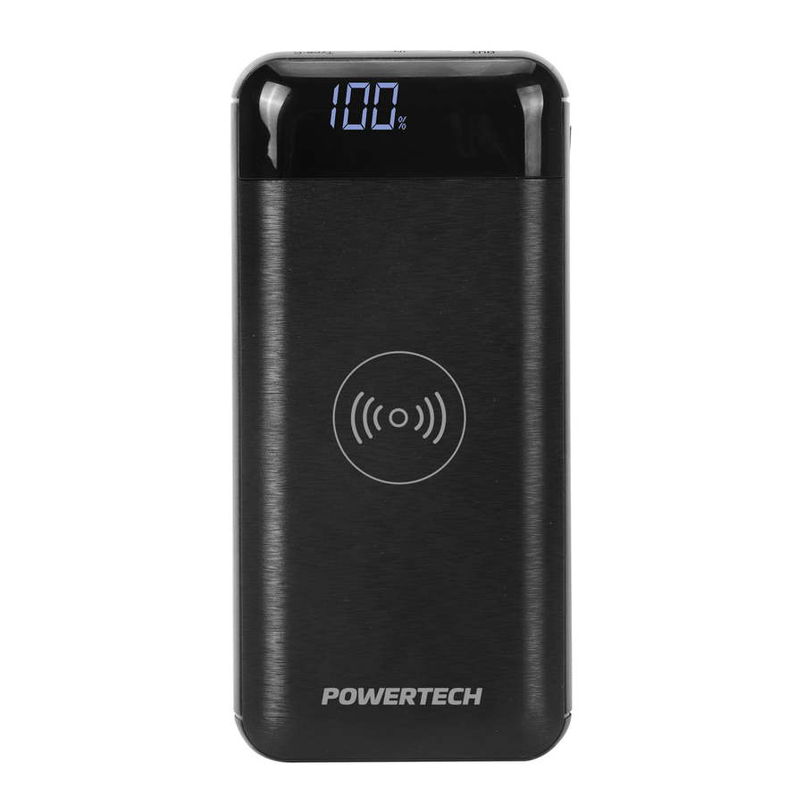 20,000mAh Power Bank with 2 x USB and Wireless Charger - Black