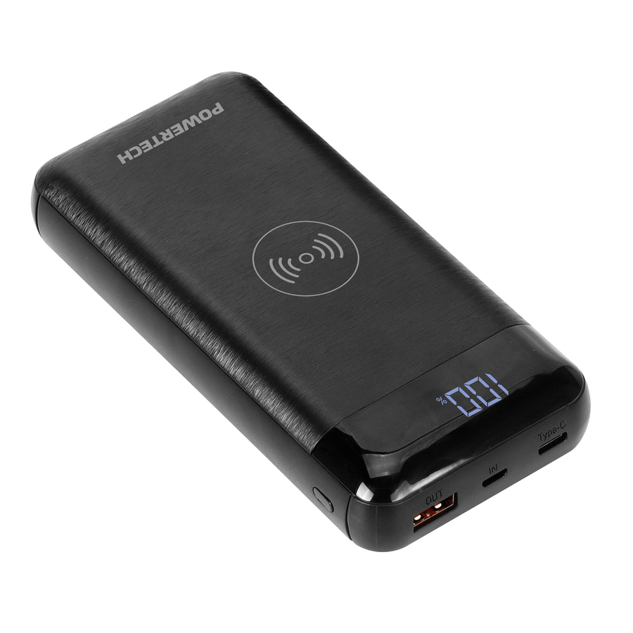 20,000mAh Power Bank with 2 x USB and Wireless Charger - Black