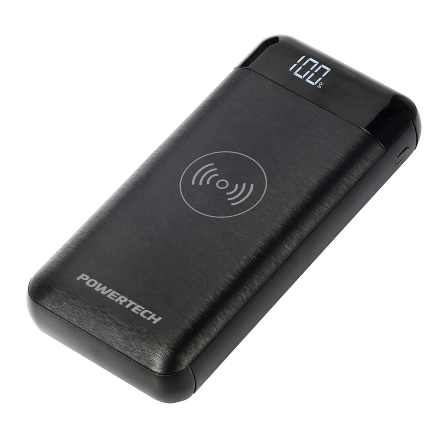 20,000mAh Power Bank with 2 x USB and Wireless Charger - Black