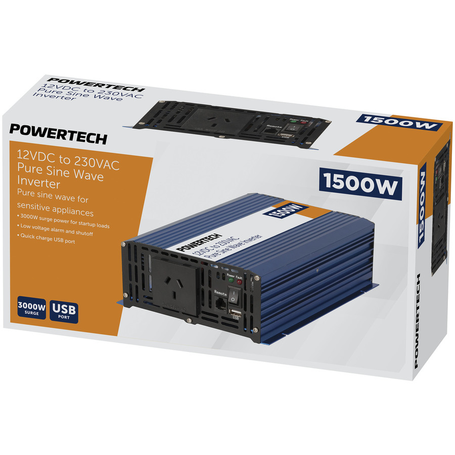 1500W 12VDC to 240VAC Pure Sine Wave Inverter - Electrically Isolated