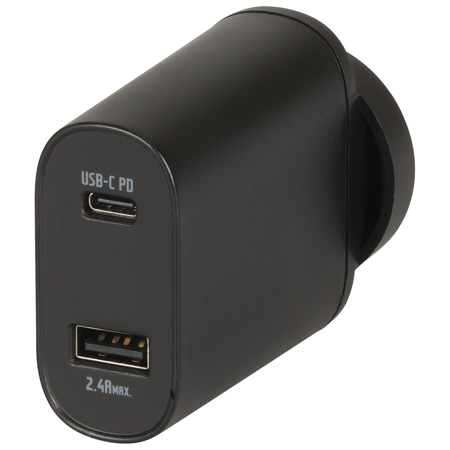 30W USB Type-C & A Dual Mains Power Adaptor
