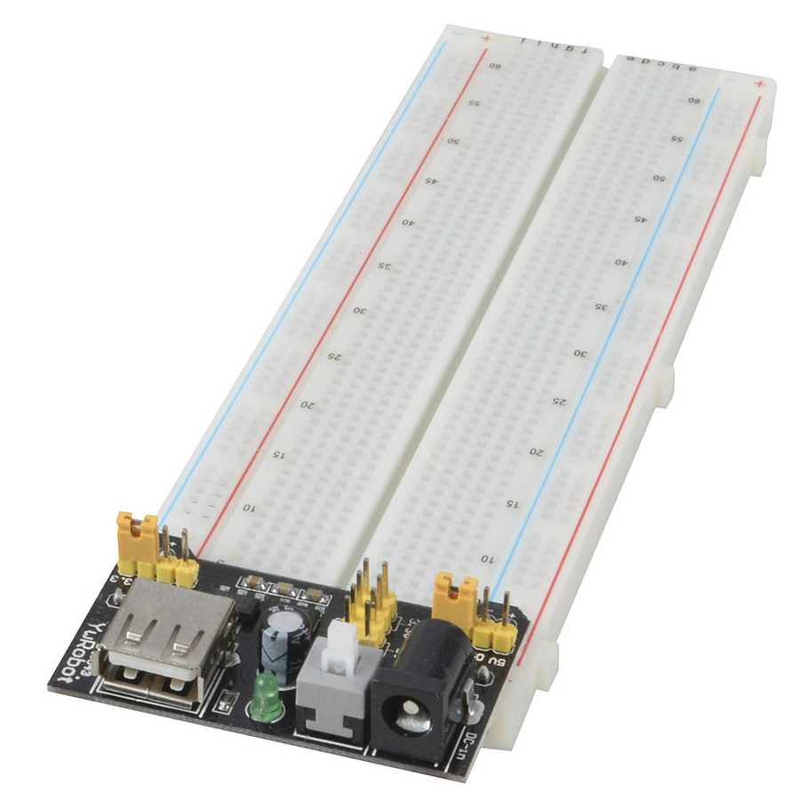 Solderless Breadboard with Power and IO Breakout Board