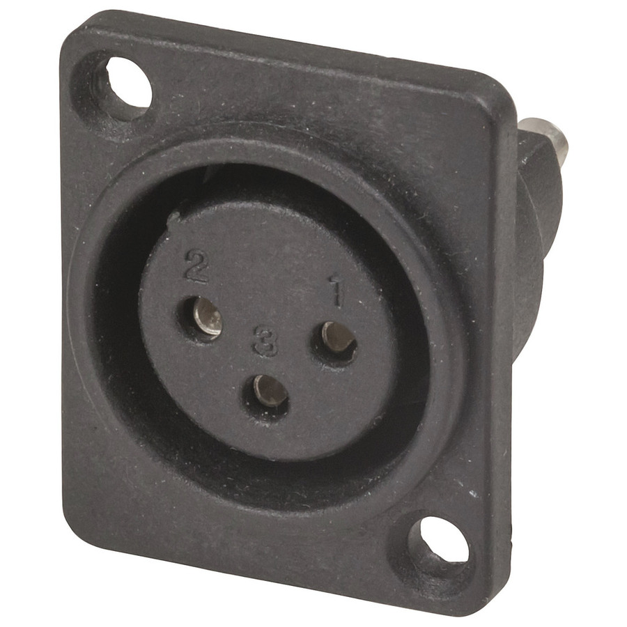3 Pin Plastic Chassis Female Cannon Type Connector 