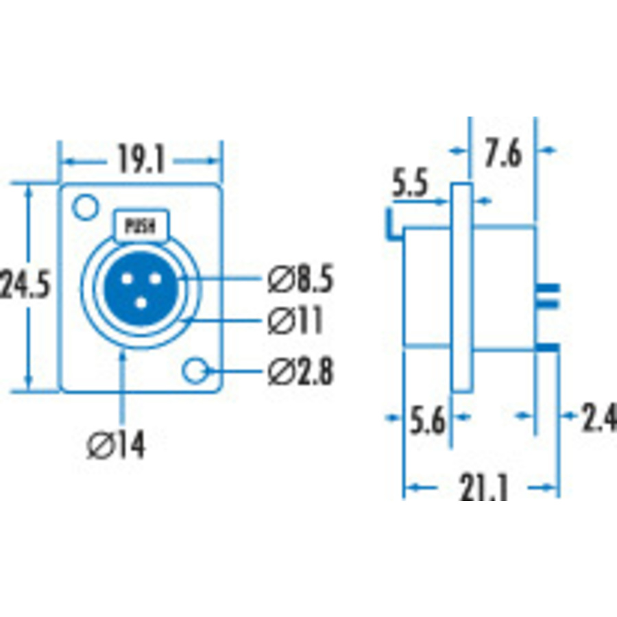 3 Pin Chasis Female Mini XLR Style Connector