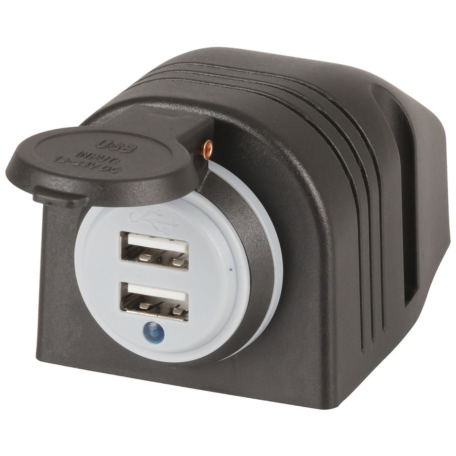 4.2A 2 Port USB Charger with Dust Cap & Power Indicator