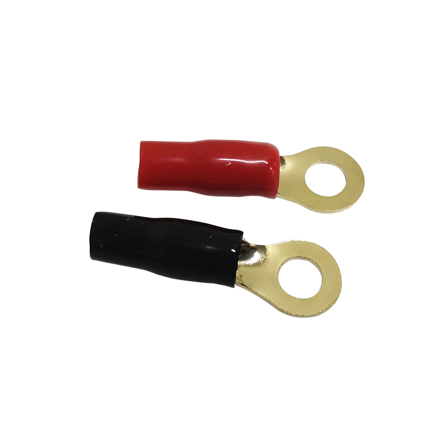 Red & Black Gold Crimp Cable Small Eye Terminals - Pk.2