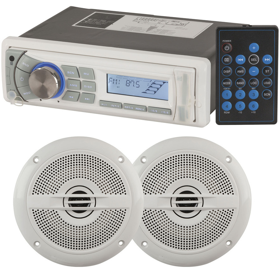 Marine AMFM Radio and Speaker Package - 6.5 Inch