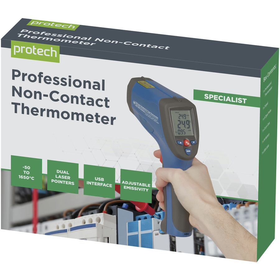 Pro High Temperature Non-Contact Thermometer with K-Type Probe Support and USB 
