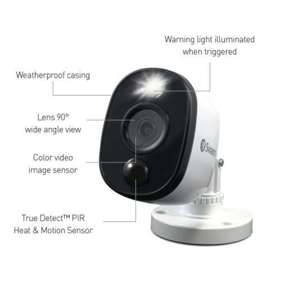 Swann 4CH 1080p DVR Kit with 4 x 1080p PIR Bullet Cameras with Warning Spotlights