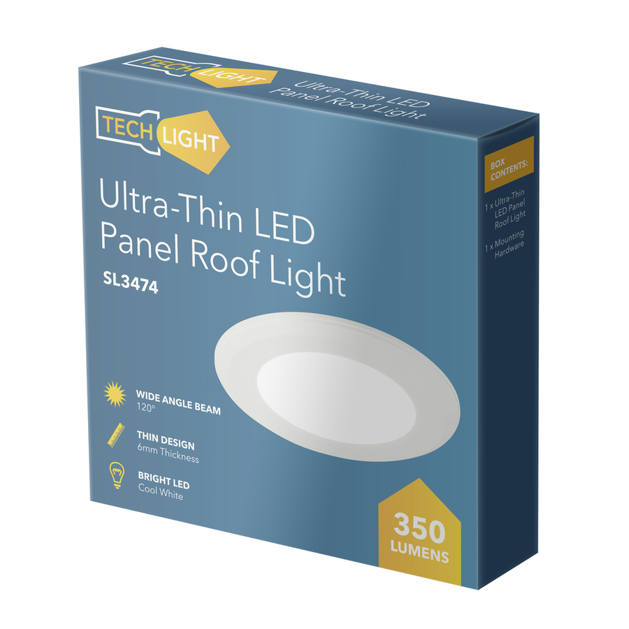 Ultra-Thin LED Panel Roof Light, 6W, 120mm, Cool White