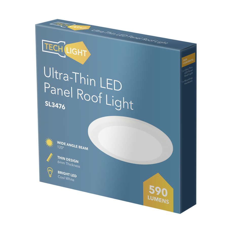 Ultra-Thin LED Panel Roof Light, 8W, 165mm, Cool White