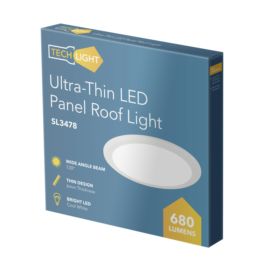 Ultra-Thin LED Panel Roof Light, 10W, 215mm, Cool White