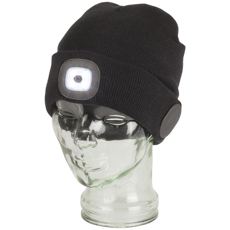 Black Beanie with Bluetooth® Speakers and LED Torch