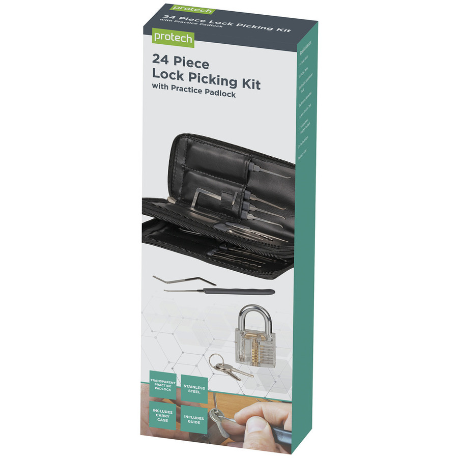 24 Piece Lock Picking Kit with Practice Padlock