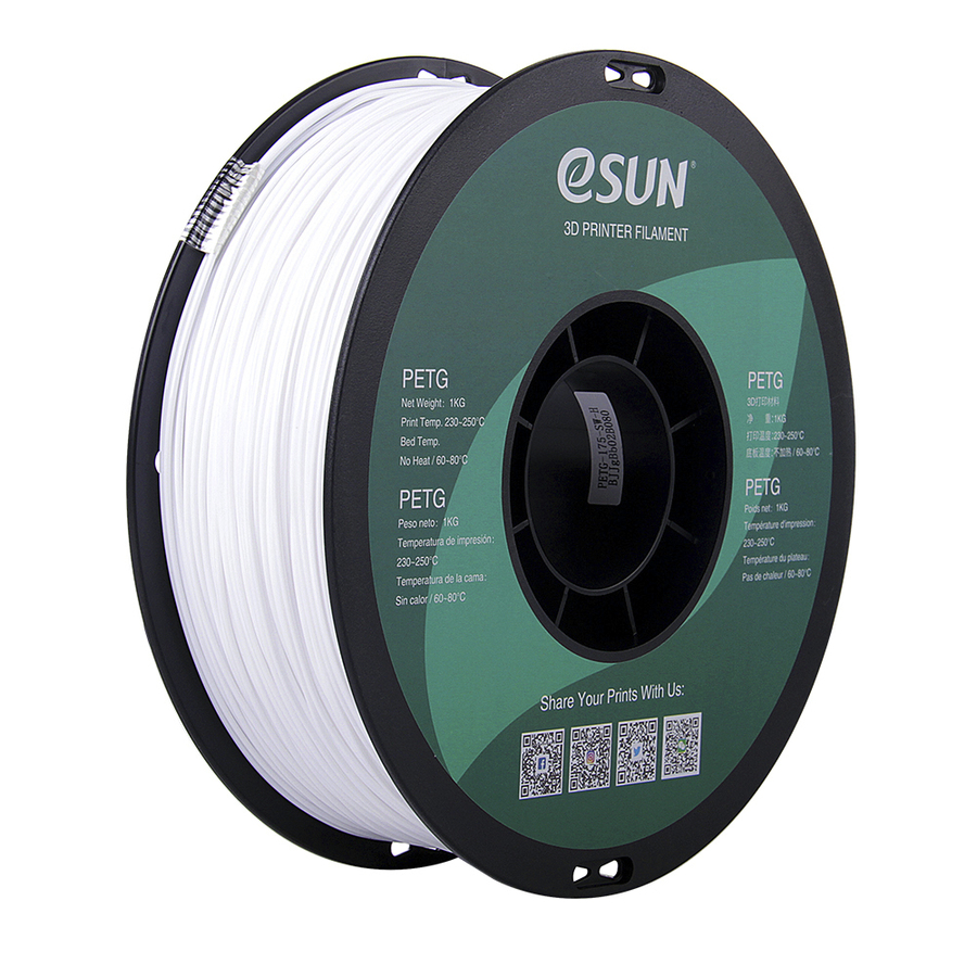 1.75mm White eSUN PETG Filament 1kg Roll