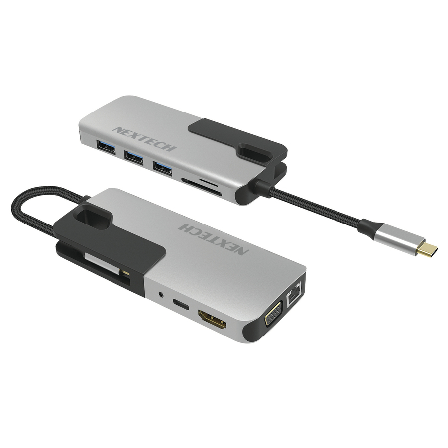 10 in 1 Multifunction USB Type-C Hub with HDMI+VGA, Network, USB Ports and USB Type-C with Power Del