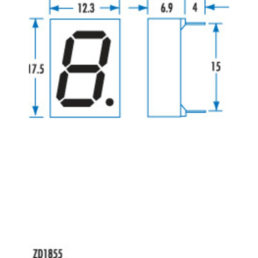 FND500LTS543RS505RWB Common Cathode 7 Segment Display