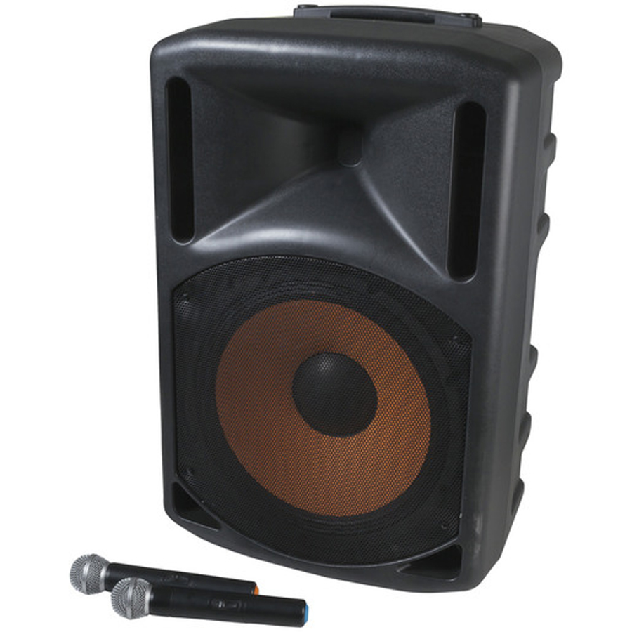 15 inch PA System with Two Wireless UHF Microphones 