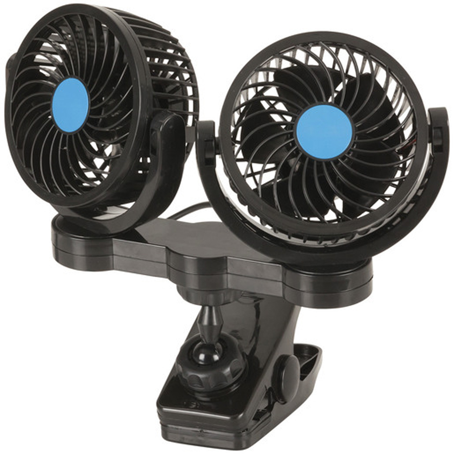 Dual 100mm 12V Fans with Clamp Mount 