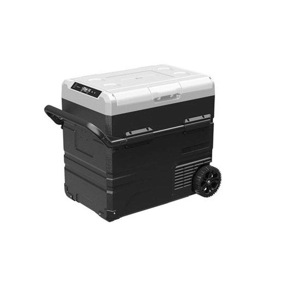 55L Rovin Portable Dual Zone Fridge and Freezer with Solar Charger Board plus Handles + Wheels and S