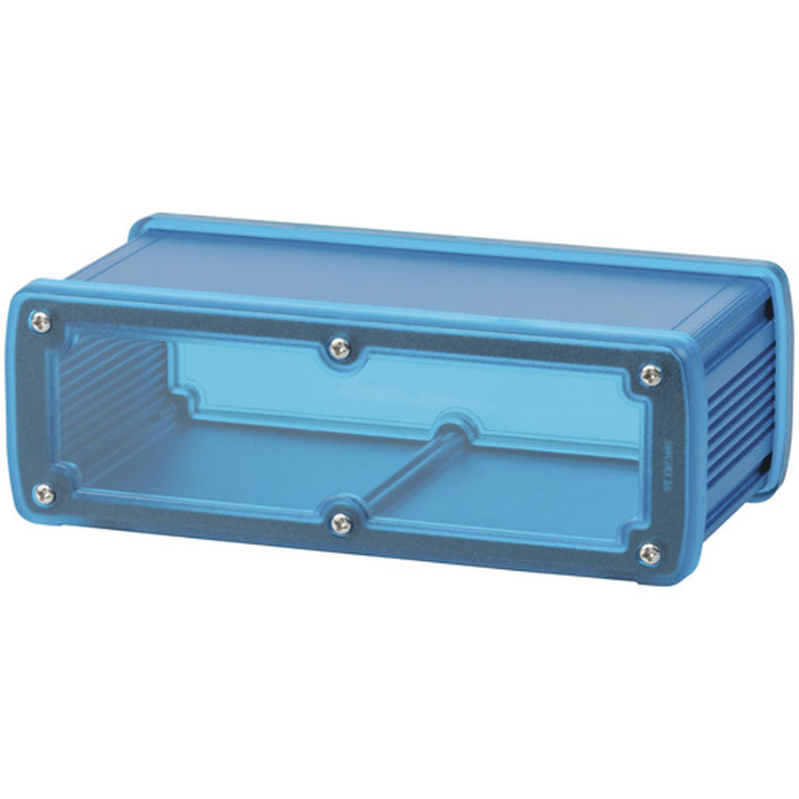 Blue Aluminium Enclosure with Clear Ends 