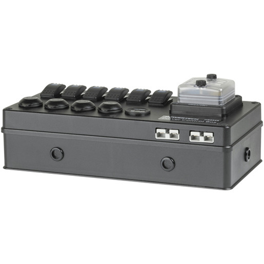 DC Control Box for External Battery with Voltage Display + 2 x 50A High Current + 6 x Switches + 3 x