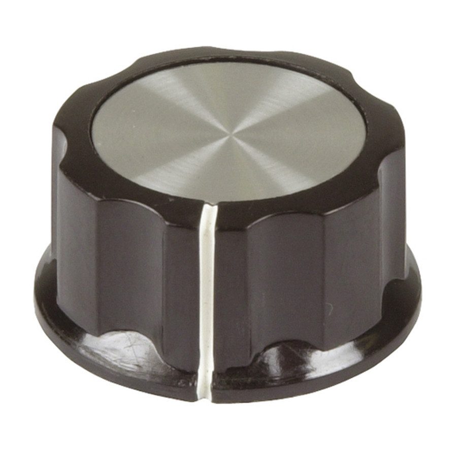 32mm Knob - Black Plastic Aluminium Insert 