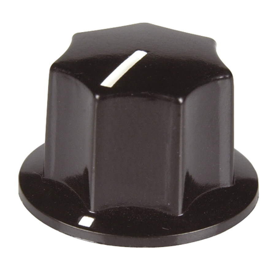 23mm Knob - Black Plastic with Pointer 