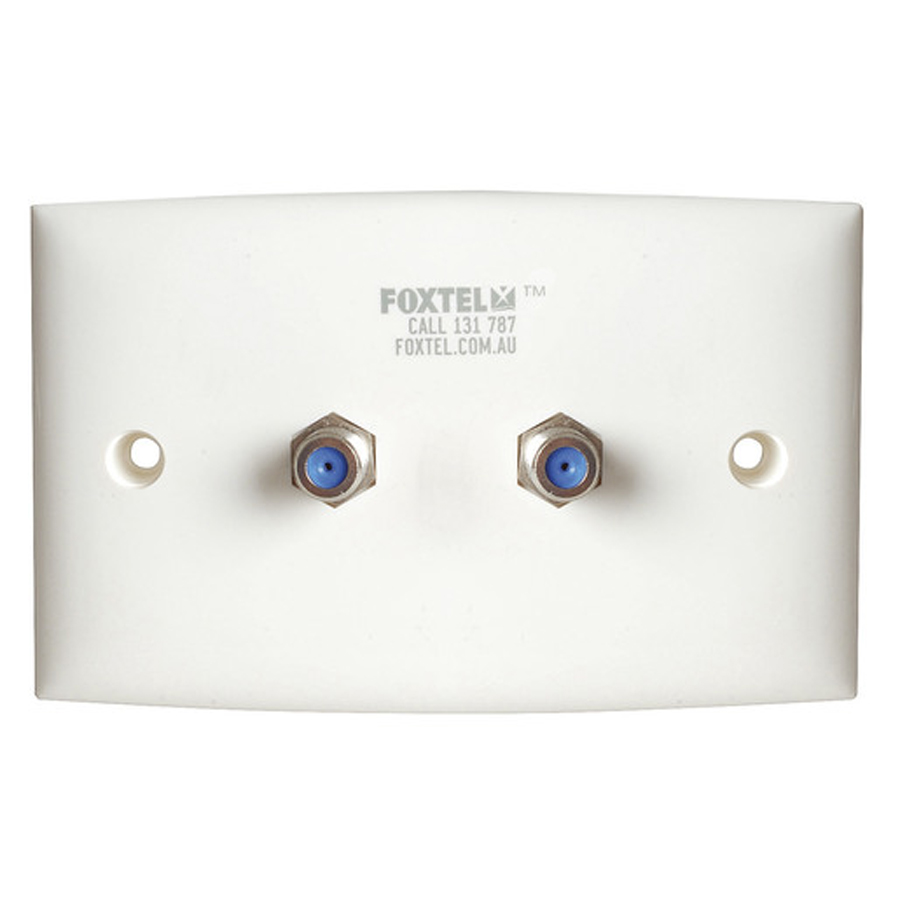 Foxtel Approved Wall Plate with 2 x F61 Sockets 