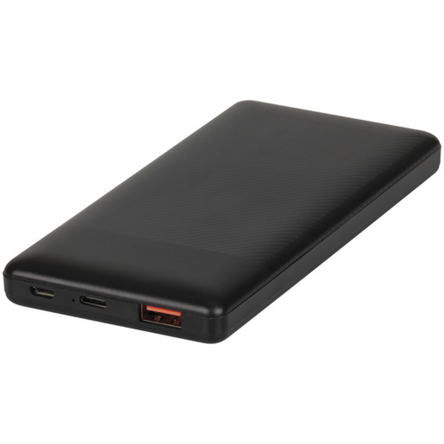 10,000mAh Power Bank with USB-C (PD) and USB-A Ports - Black 