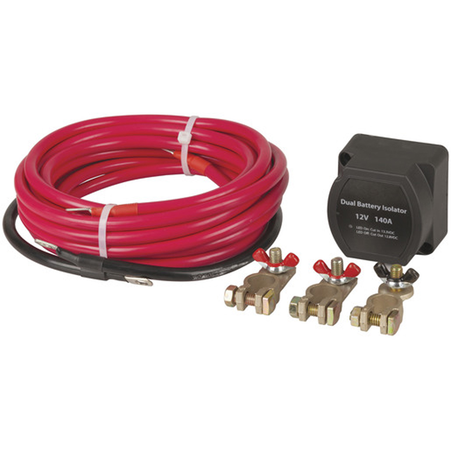 12V 140A Dual Battery Isolator Kit with Wiring Cables 
