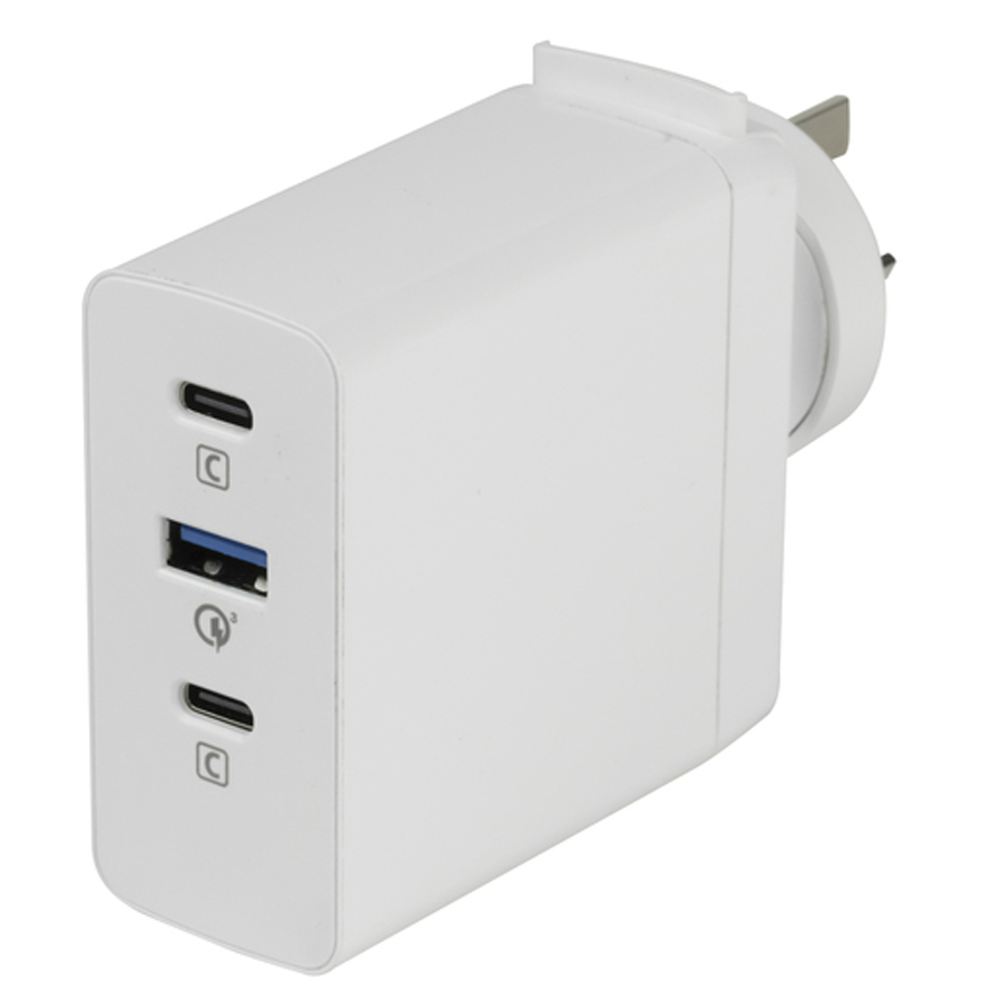 5-20V 90W Laptop Wall Plugin Power Supply with 2 x USB-C (PD3.0QC4.0+) and USB-A (QC3.0) 