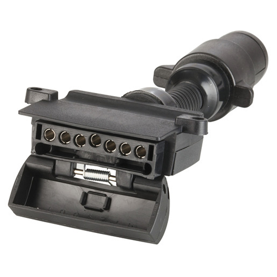 Trailer Adaptor - 7 Pin Small Round Plug to 7 Pin Flat Socket 
