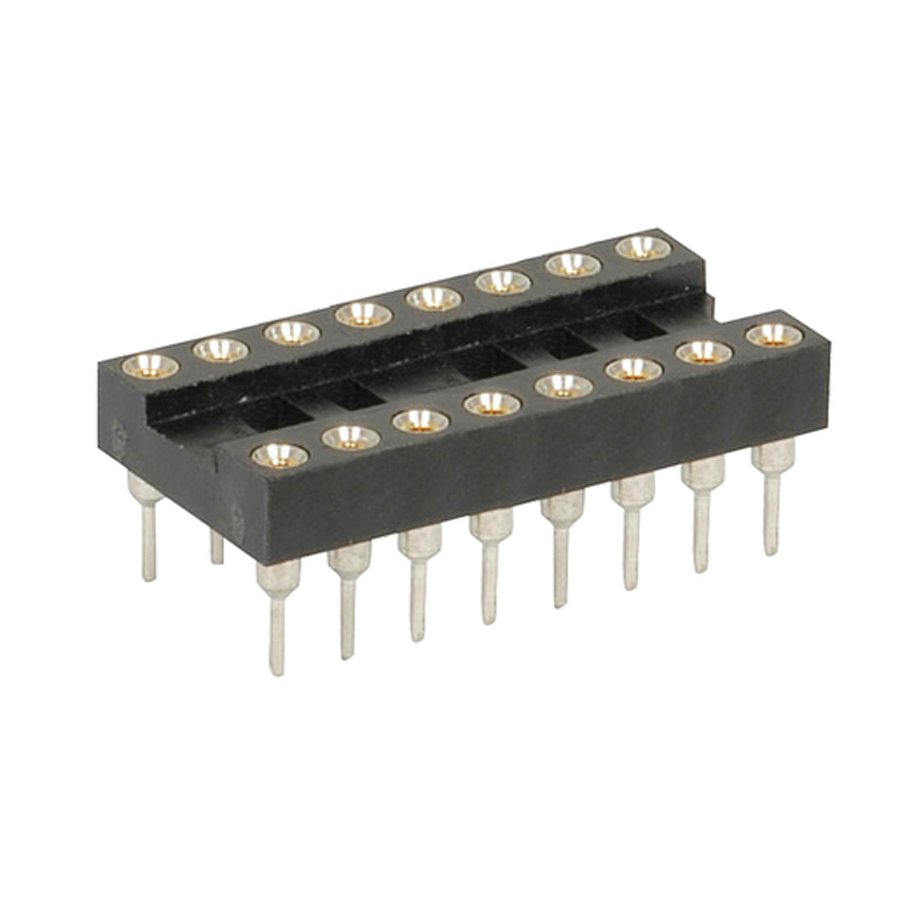 16 Pin Gold Insert Machined Pin IC Socket 