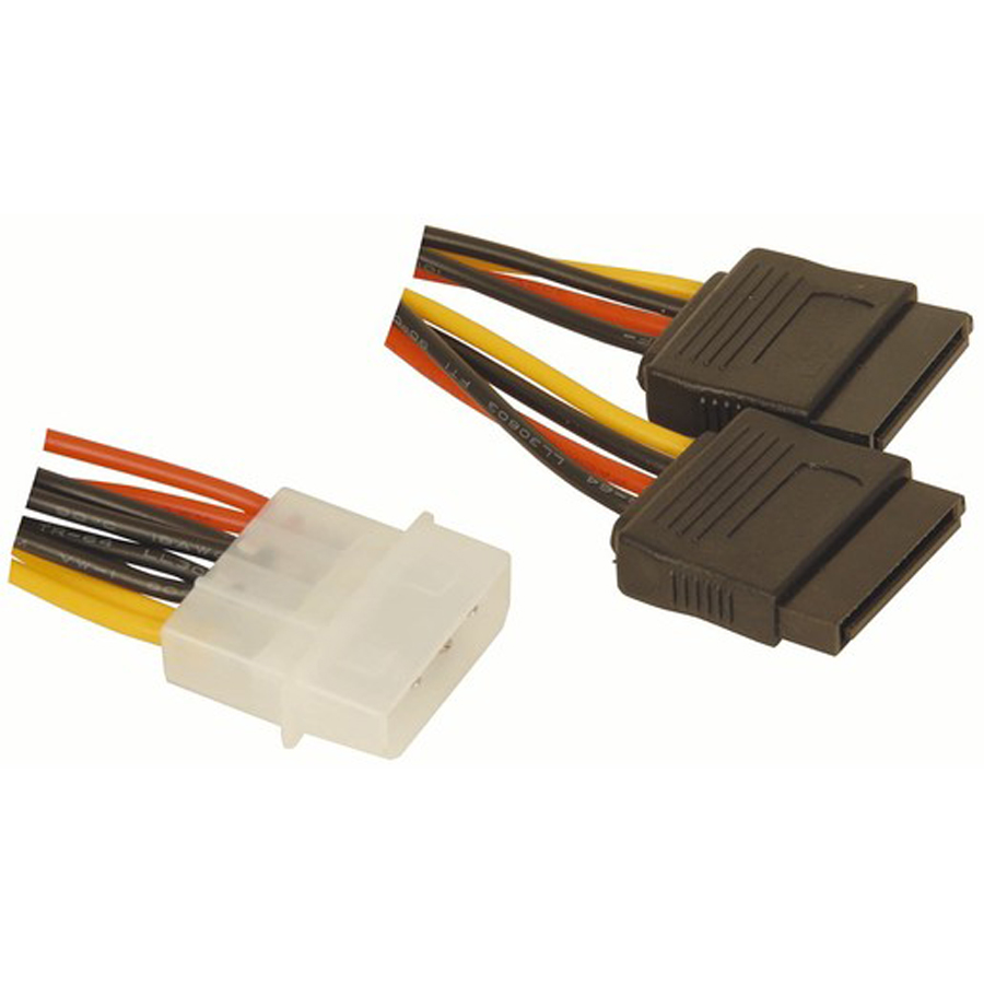 Male Molex to 2 x SATA Power Converter 