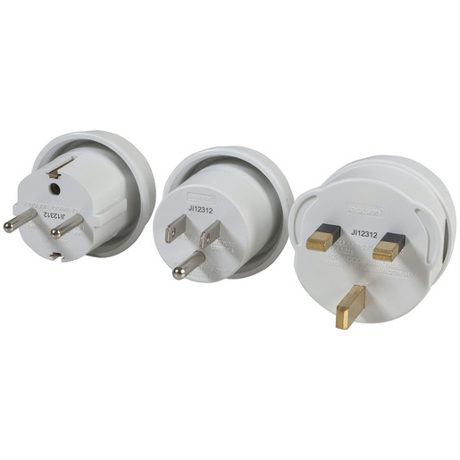 International Mains Travel Adaptor 3 Pack 
