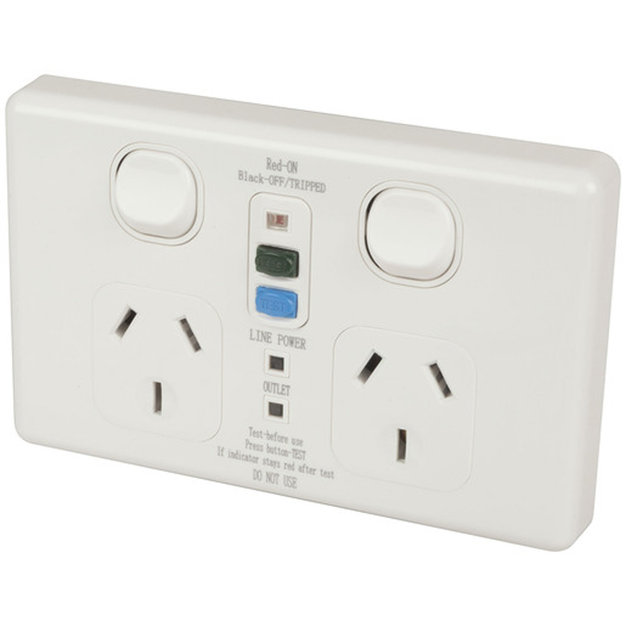 10A Double GPO Power Point with In-built RCD 
