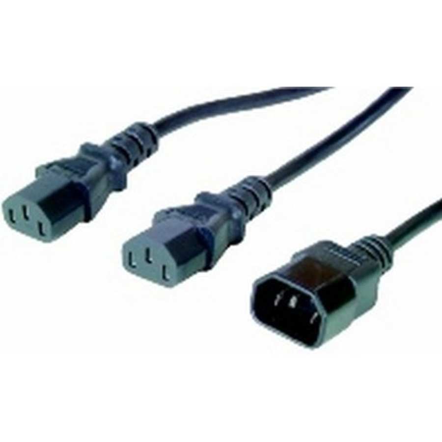 IEC C14 Male to 2x IEC C13 Female - 1.8m 