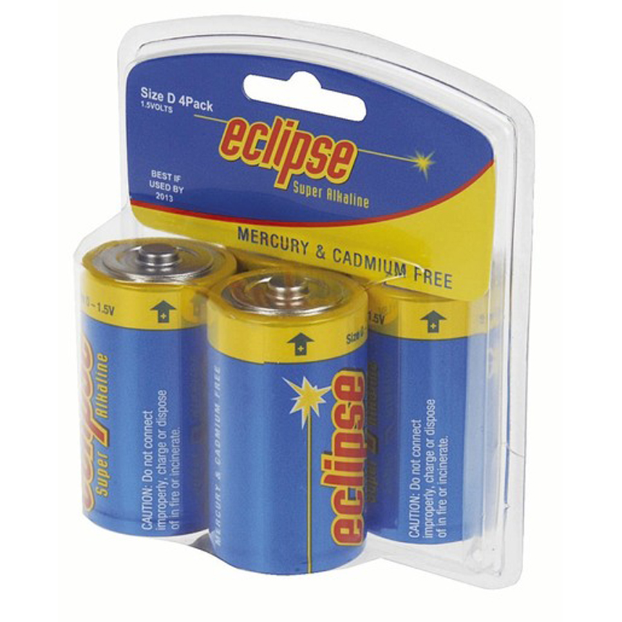 Eclipse Alkaline D Batteries Pk 4 