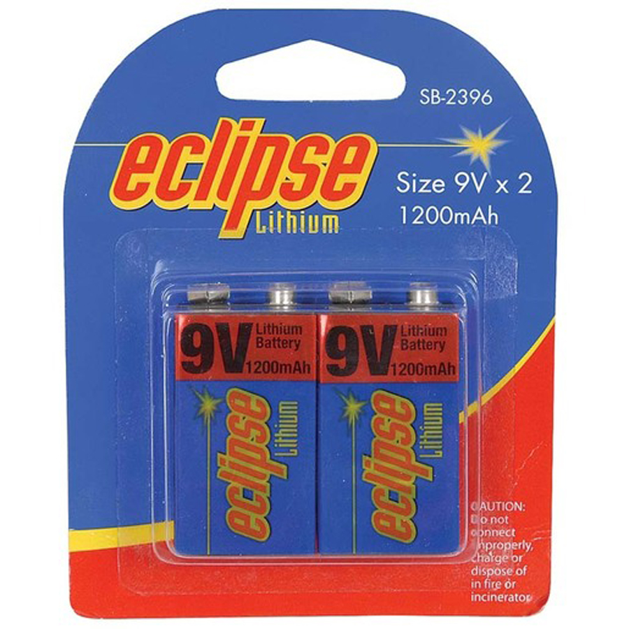 Eclipse Lithium 9V Battery (1200mAh) Pack 2 