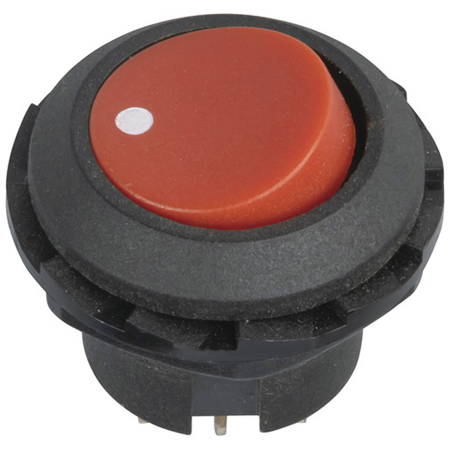 Round Rocker Switch - Red Actuator 