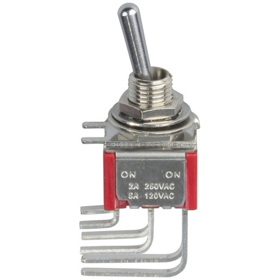 DPDT Miniature Toggle Switch - Vertical RA 