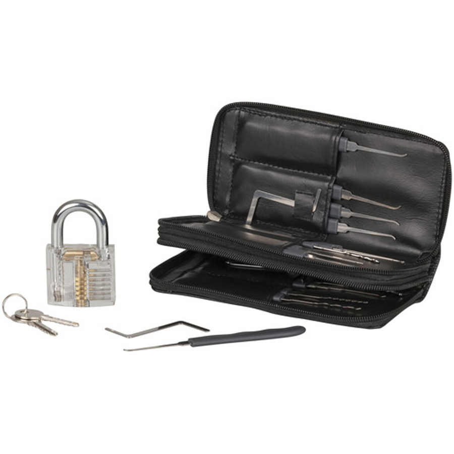 24 Piece Lock Picking Kit with Practice Padlock 