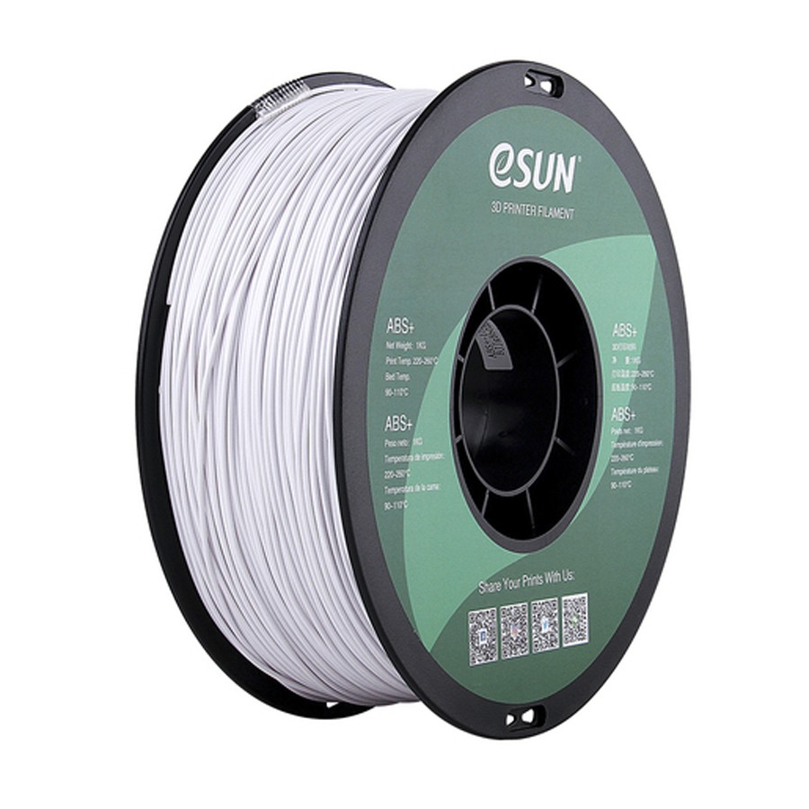 1.75mm White eSUN ABS+ Filament 1kg Roll 